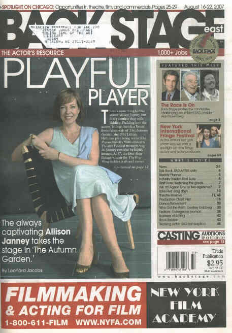 BACK STAGE EAST magazine side cover 16 August 2007