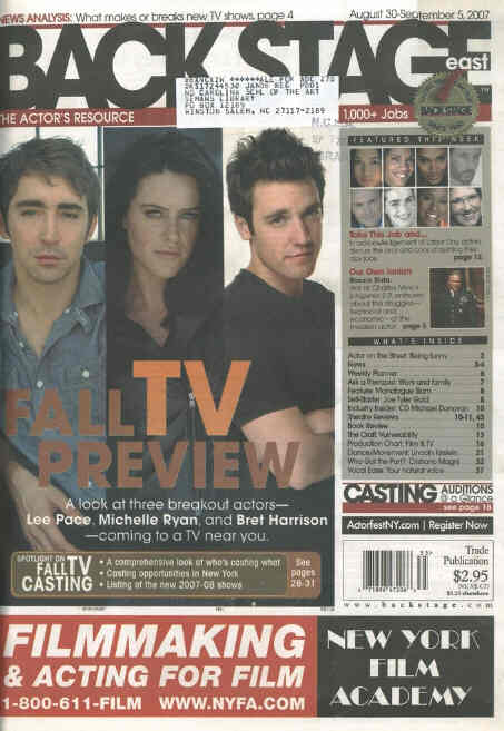 BACK STAGE EAST magazine side cover 30 August 2007