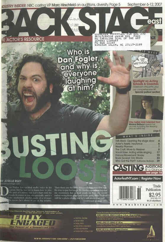 BACK STAGE EAST magazine side cover 6 September 2007