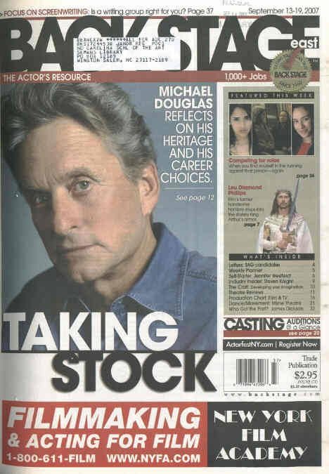 BACK STAGE EAST magazine side cover 13 September 2007