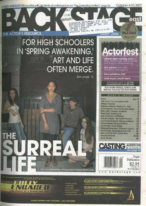 BACK STAGE EAST magazine side cover 4 October 2007