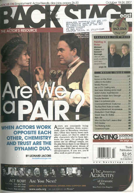 BACK STAGE EAST magazine side cover 18 October 2007