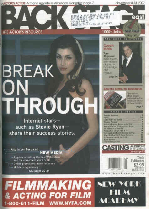 BACK STAGE EAST magazine side cover 8 November 2007