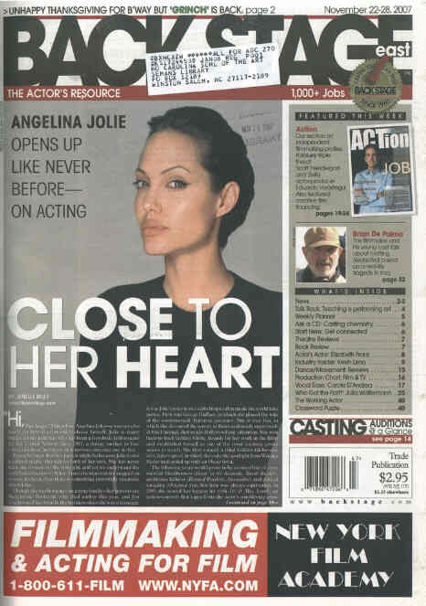 BACK STAGE EAST magazine side cover 22 November 2007