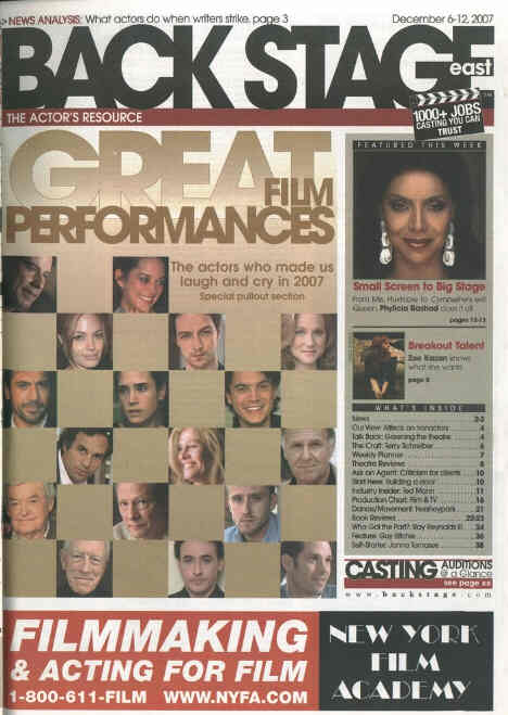BACK STAGE EAST magazine side cover 6 December 2007
