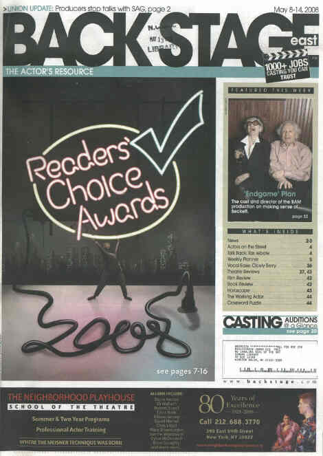 BACK STAGE EAST magazine side cover 8 May 2008