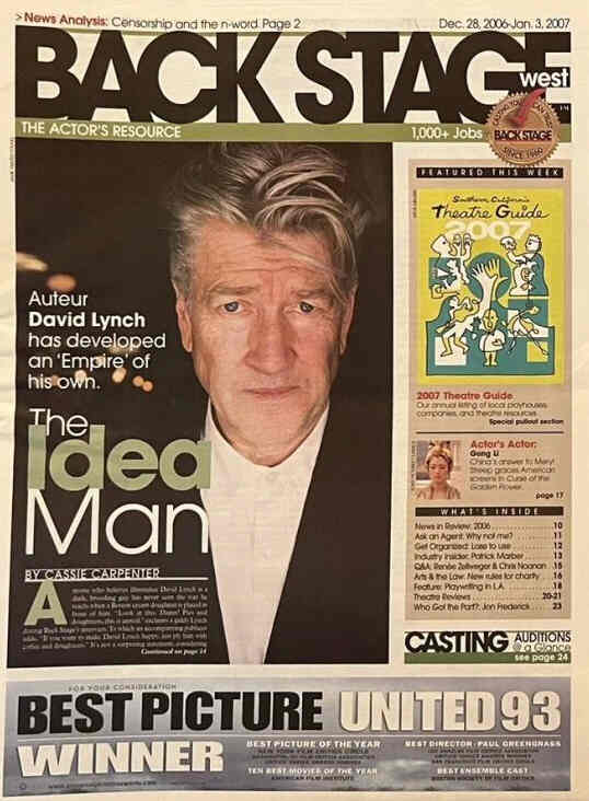 BACK STAGE WEST magazine side cover 28 December 2006