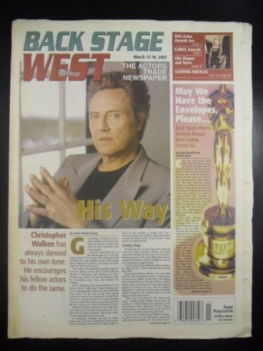 BACK STAGE WEST magazine side cover 13 March 2003