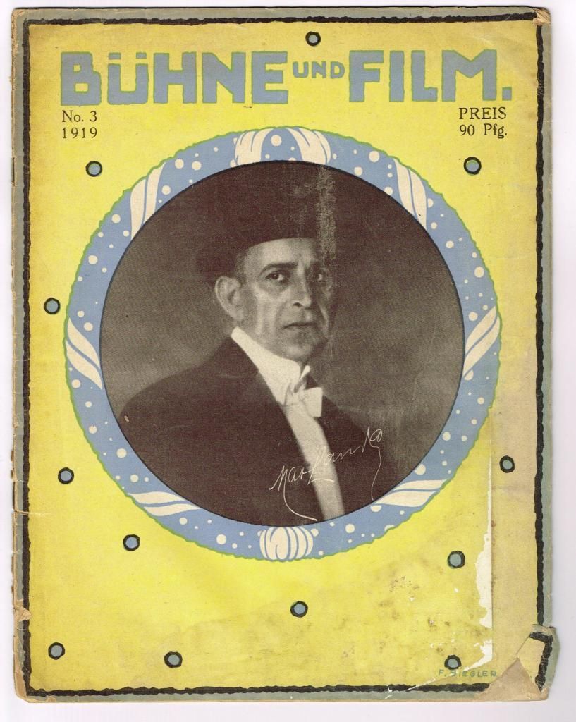 BUHNE UND FILM magazine side cover Issue 3  1919