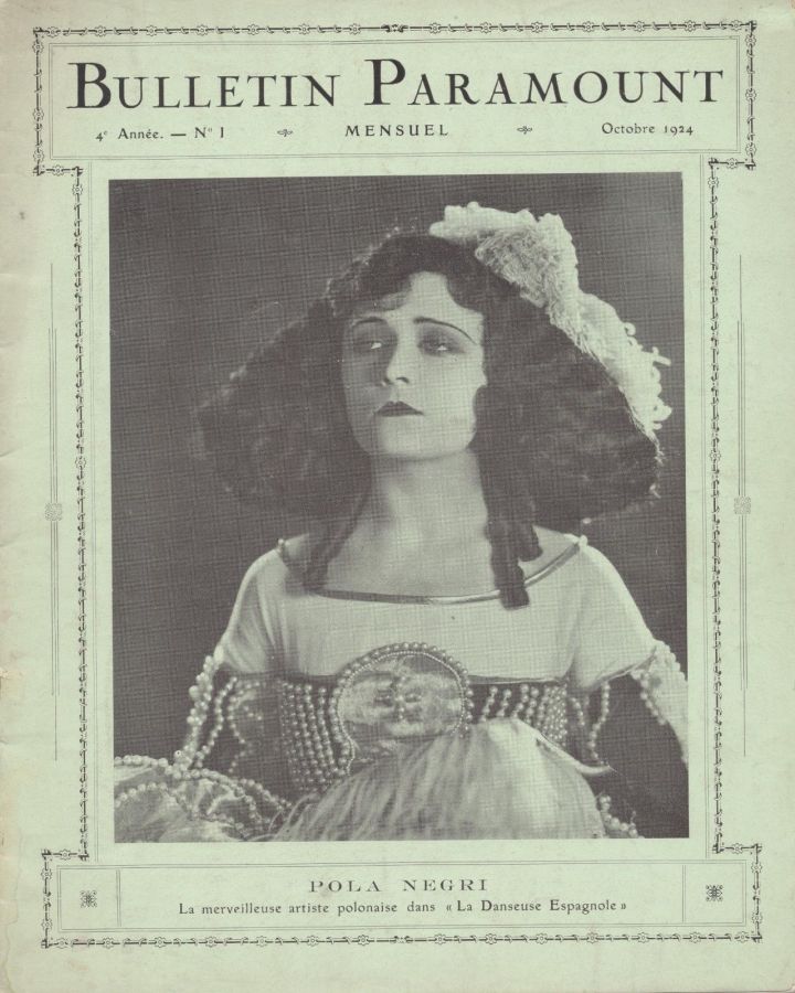 BULLETIN PARAMOUNT magazine side cover  October 1924