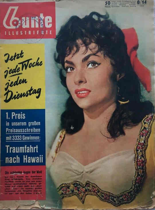 BUNTE ILLUSTRIERTE magazine side cover Issue 8   1957