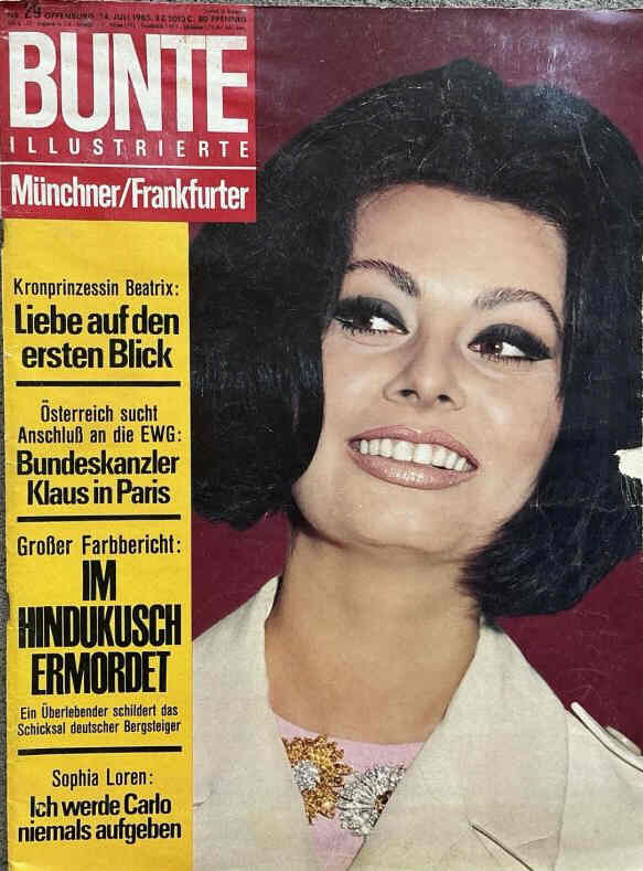 BUNTE ILLUSTRIERTE magazine side cover Issue 29 14 July 1965