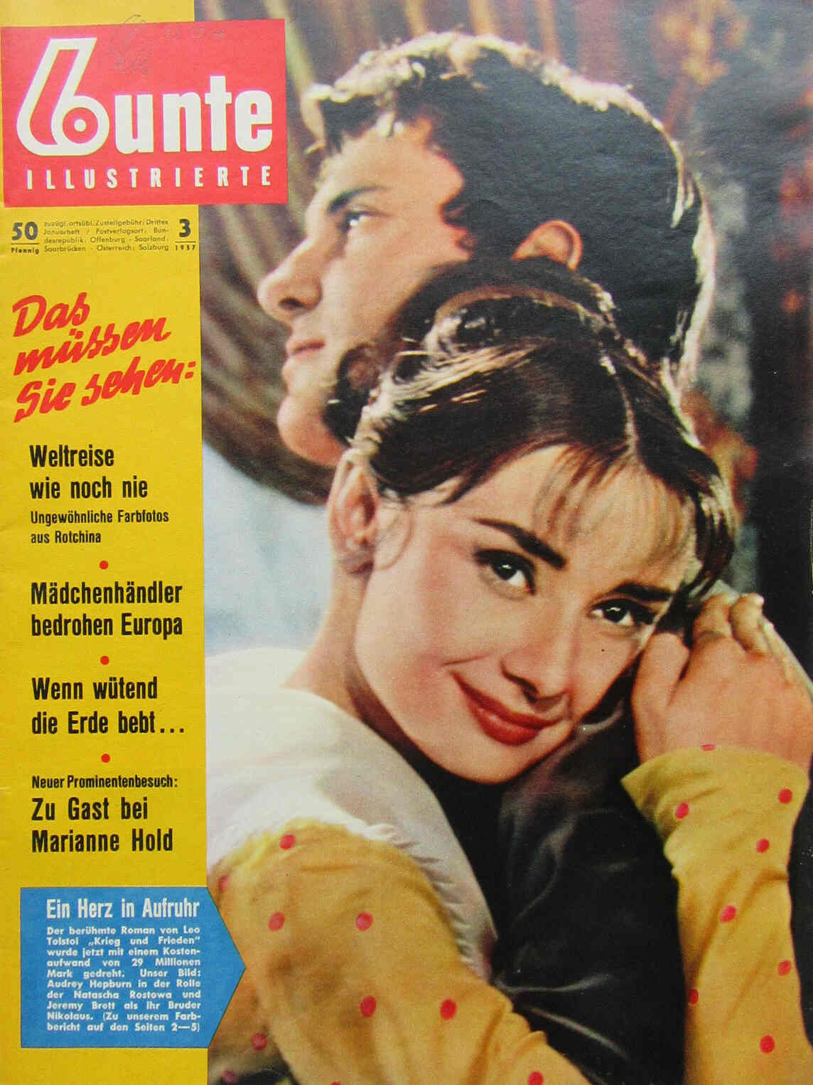 BUNTE ILLUSTRIERTE magazine side cover Issue 3  1957