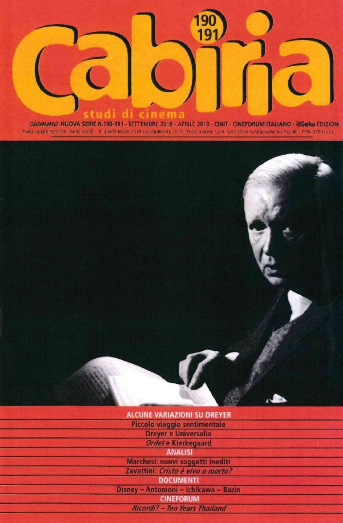CABIRIA magazine side cover Issue 190-191  September 2018/ April 2019 
