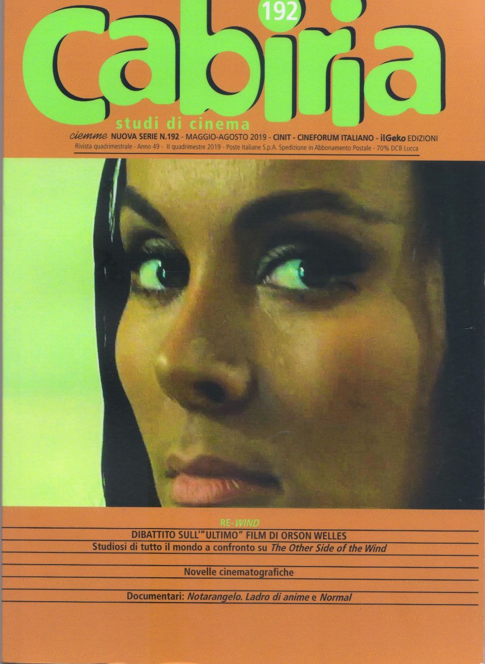 CABIRIA magazine side cover Issue 192  May/August 2019