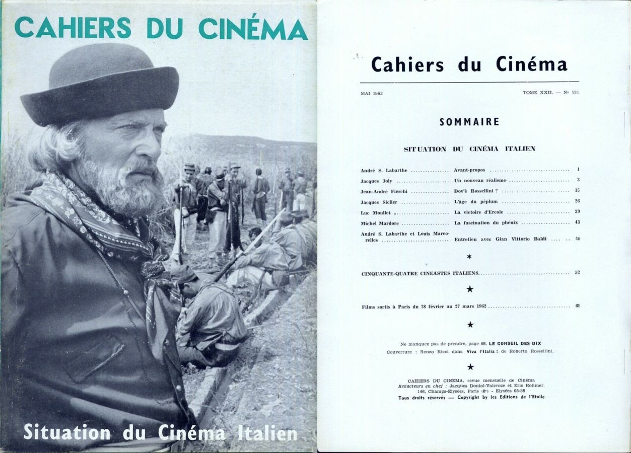 CAHIERS DU CINEMA magazine side cover Issue 131 May 1962