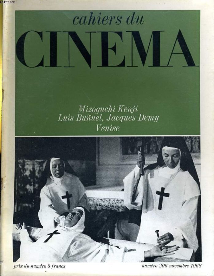 CAHIERS DU CINEMA magazine side cover Issue 206 November 1968