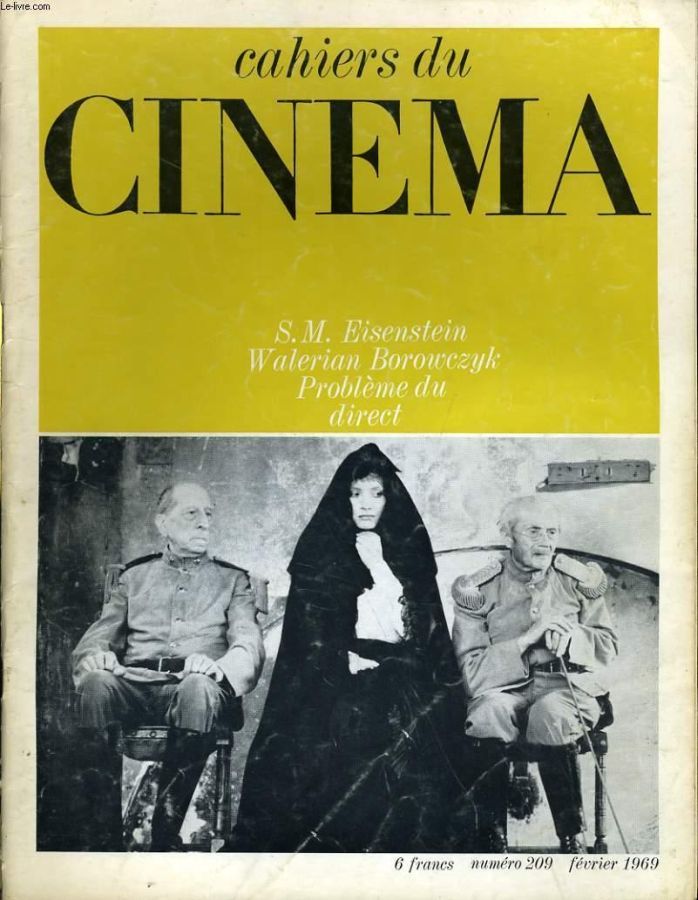CAHIERS DU CINEMA magazine side cover Issue 209 February 1969