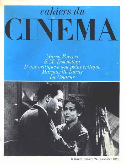 CAHIERS DU CINEMA magazine side cover Issue 217 November 1969