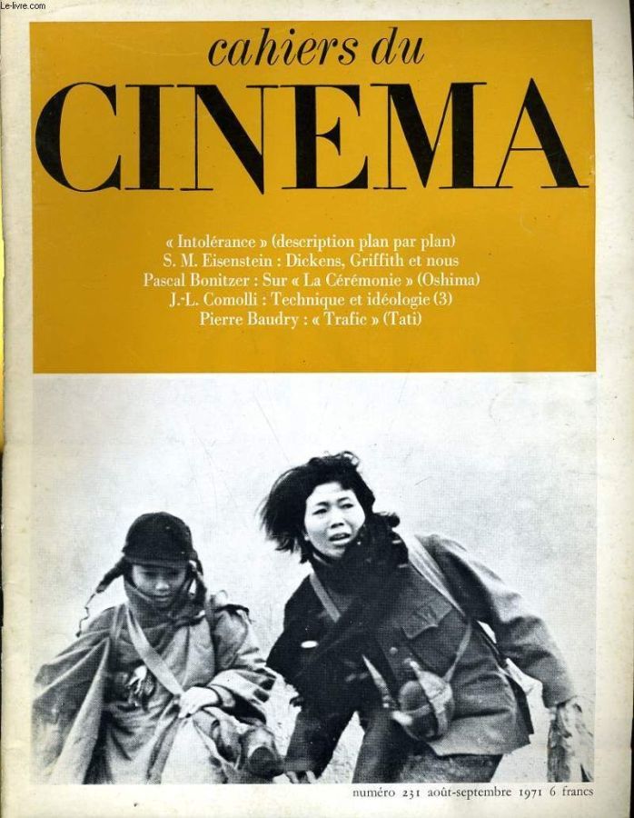 CAHIERS DU CINEMA magazine side cover Issue 231 August/September 1971