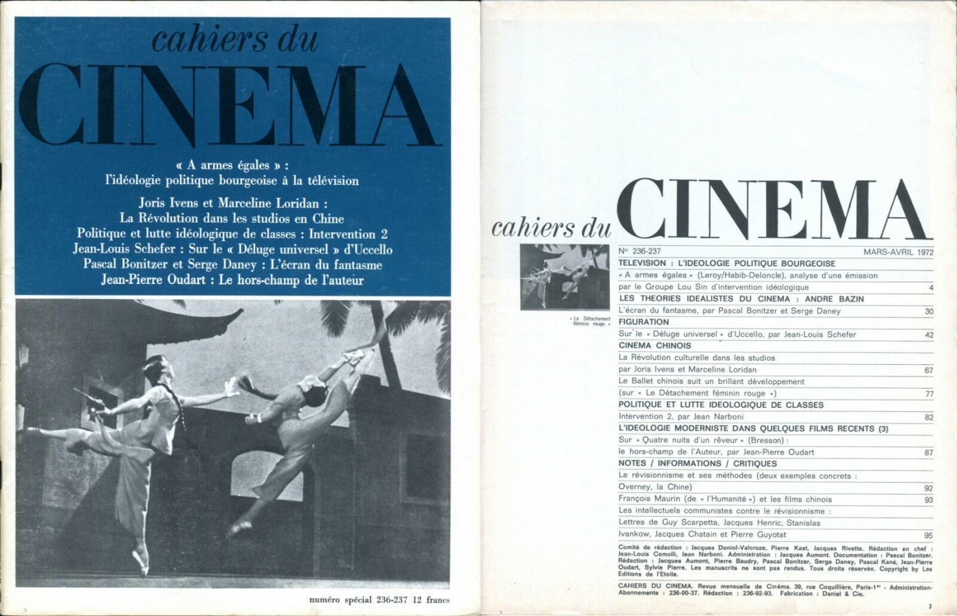 CAHIERS DU CINEMA magazine side cover Issue 236/237 March/April 1972