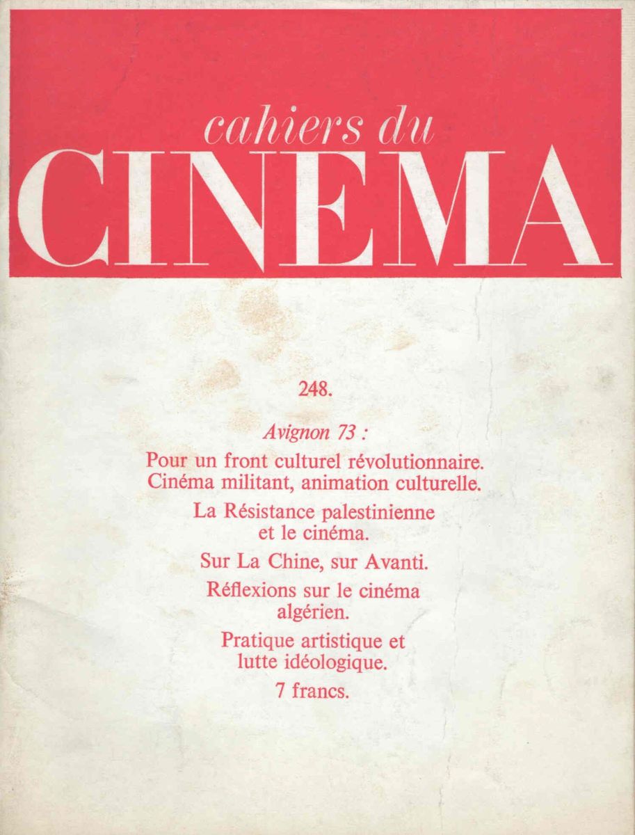 CAHIERS DU CINEMA magazine side cover Issue 248 November/December 1973