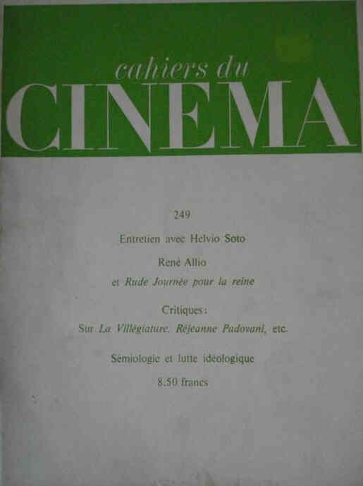 CAHIERS DU CINEMA magazine side cover Issue 249 February/March 1974
