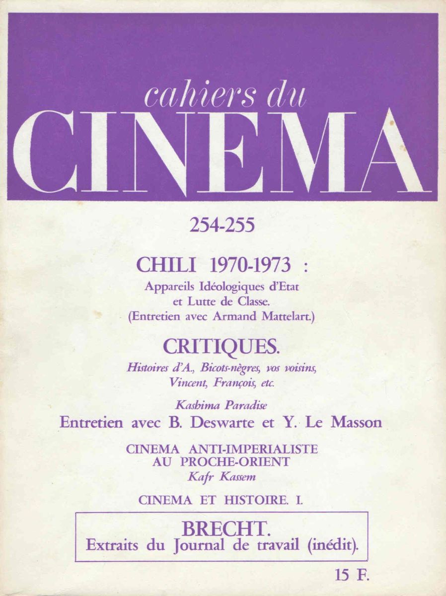CAHIERS DU CINEMA magazine side cover Issue 254/255 December 1974
