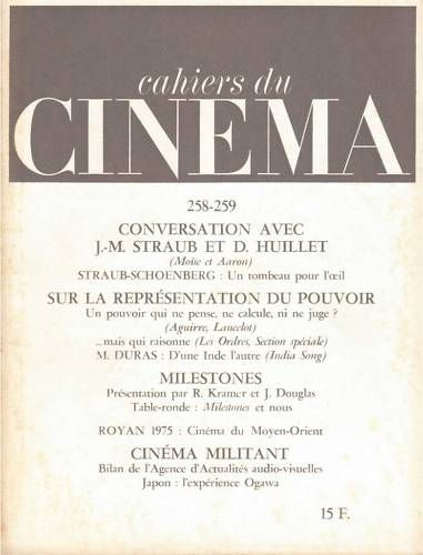 CAHIERS DU CINEMA magazine side cover Issue 258/259 July/August 1975