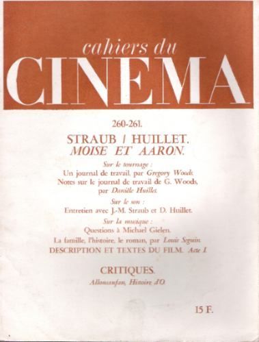 CAHIERS DU CINEMA magazine side cover Issue 260/261 October/November 1975