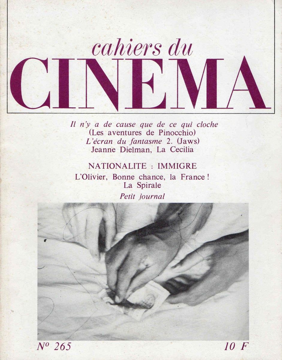CAHIERS DU CINEMA magazine side cover Issue 265 March/April 1976