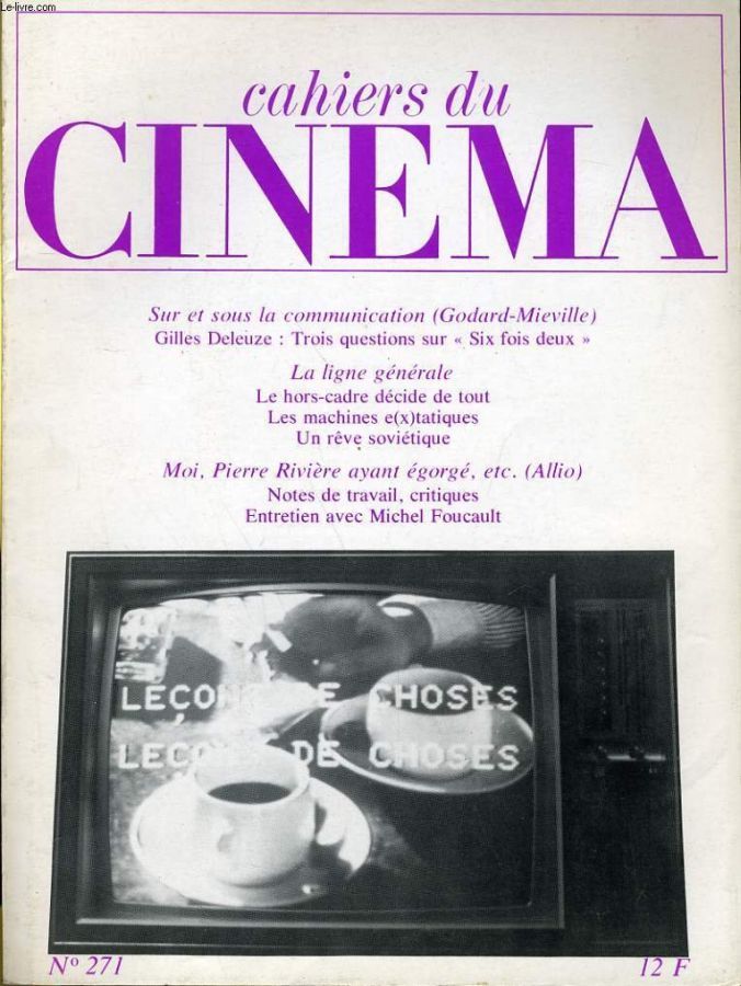 CAHIERS DU CINEMA magazine side cover Issue 271 November 1976