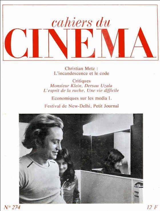 CAHIERS DU CINEMA magazine side cover Issue 274 March 1977
