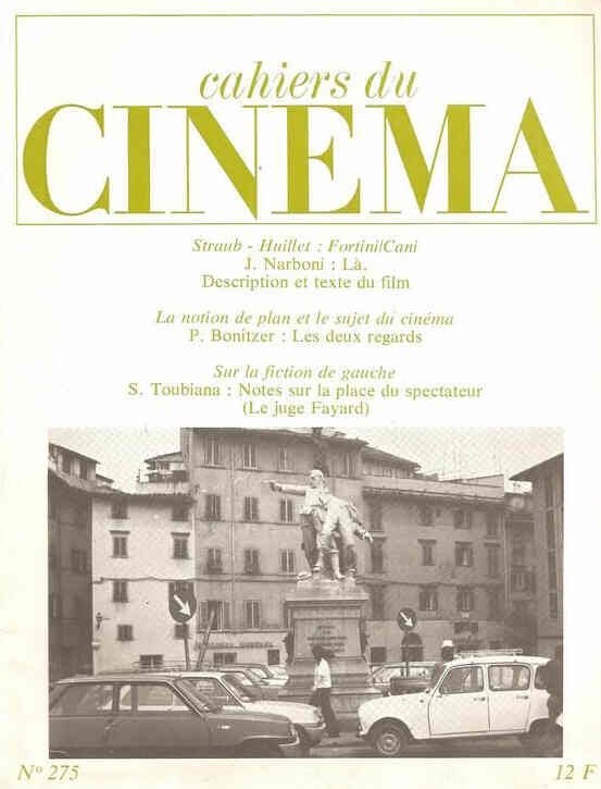 CAHIERS DU CINEMA magazine side cover Issue 275 April 1977