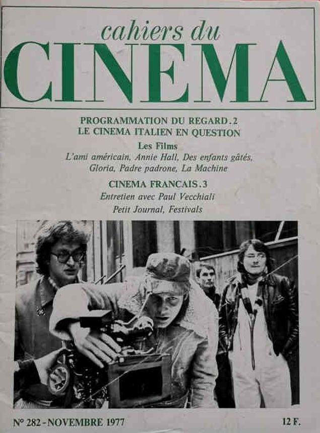 CAHIERS DU CINEMA magazine side cover Issue 282 November 1977