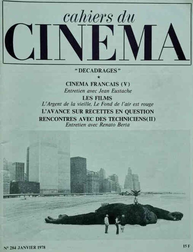 CAHIERS DU CINEMA magazine side cover Issue 284 January 1978