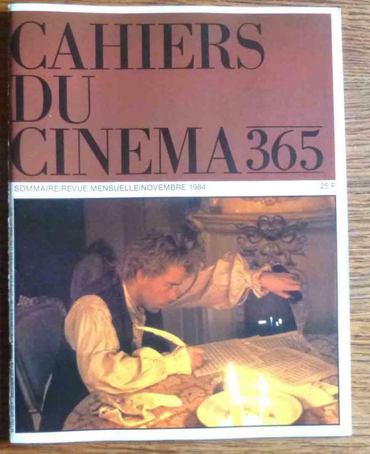 CAHIERS DU CINEMA magazine side cover Issue 365 November 1984