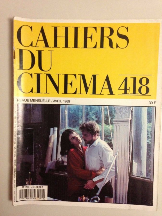 CAHIERS DU CINEMA magazine side cover Issue 418 April 1989