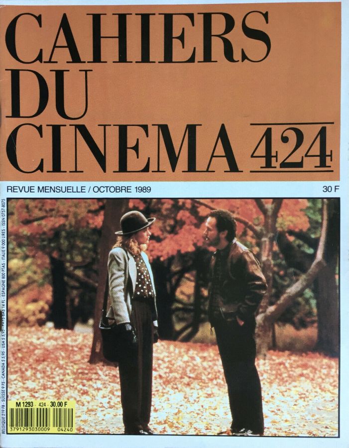 CAHIERS DU CINEMA magazine side cover Issue 424 October 1989