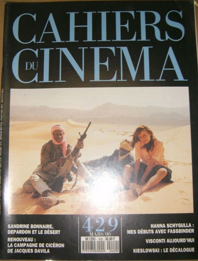 CAHIERS DU CINEMA magazine side cover Issue 429 March 1990