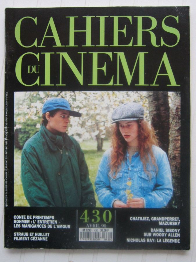 CAHIERS DU CINEMA magazine side cover Issue 430 April 1990