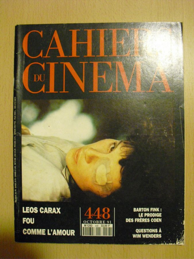 CAHIERS DU CINEMA magazine side cover Issue 448 October 1991