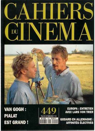 CAHIERS DU CINEMA magazine side cover Issue 449 November 1991