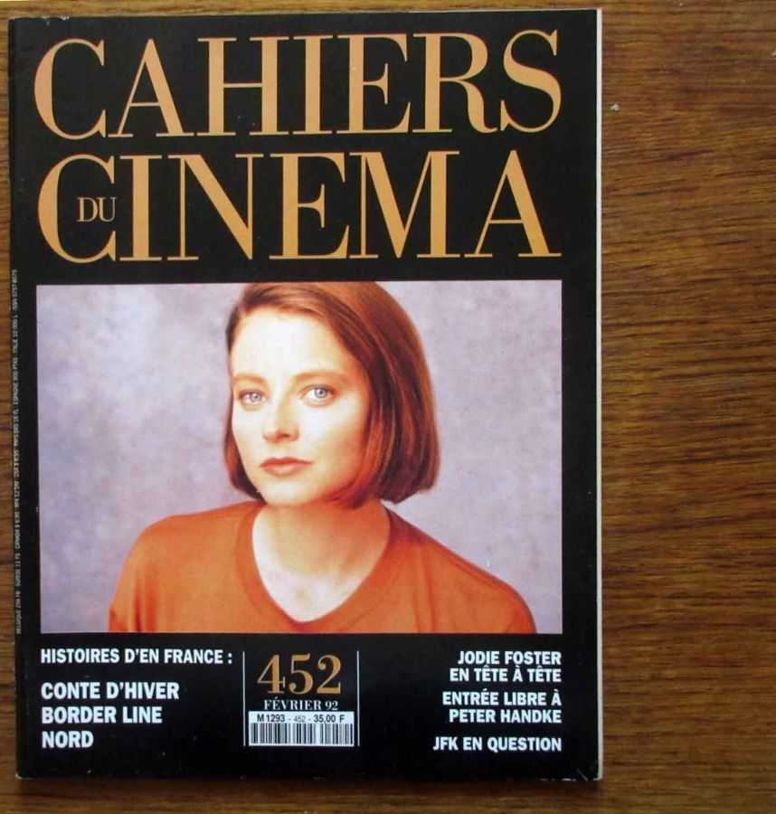CAHIERS DU CINEMA magazine side cover Issue 452 February 1992