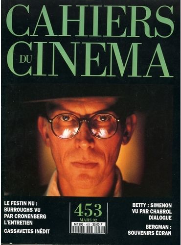CAHIERS DU CINEMA magazine side cover Issue 453 March 1992