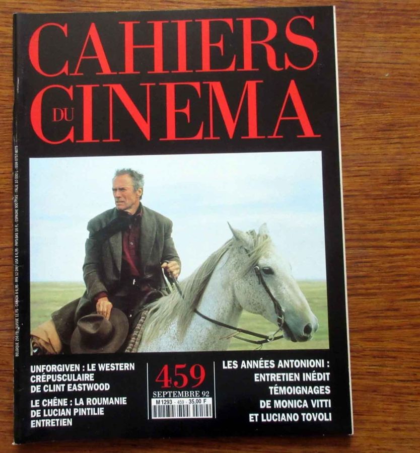 CAHIERS DU CINEMA magazine side cover Issue 459 September 1992