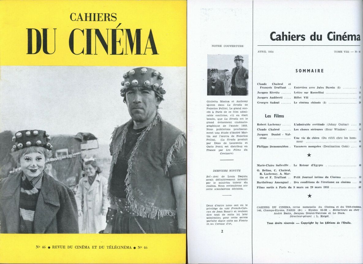 CAHIERS DU CINEMA magazine side cover Issue 46 April 1955