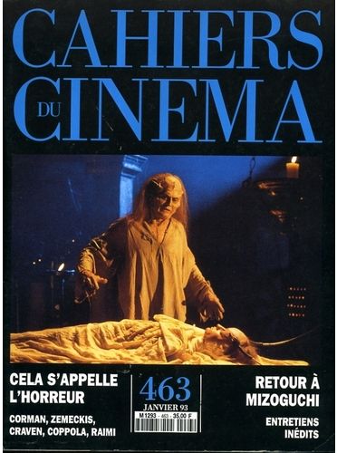CAHIERS DU CINEMA magazine side cover Issue 463 January 1993