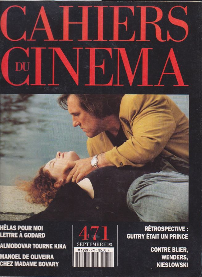 CAHIERS DU CINEMA magazine side cover Issue 471 September 1993