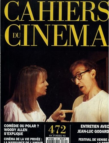 CAHIERS DU CINEMA magazine side cover Issue 472 October 1993
